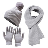 Multi-tendance Gris Ensemble  gants et écharpes, bonnet en laine épaisse
