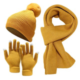 Multi-tendance Jaune Ensemble  gants et écharpes, bonnet en laine épaisse