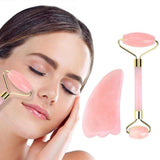 Multi-Tendance Massage et relaxation rose Masseur facial de rouleau de jade