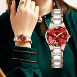 Multi-tendance Montre de luxe, bracelet en céramique or Rose