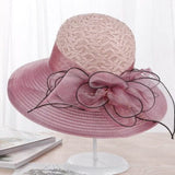 Multi-tendance Rose / 56-58cm Chapeau élégant en fil de soie à fleurs
