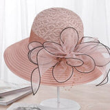 Multi-tendance Rose clair / 56-58cm Chapeau élégant en fil de soie à fleurs