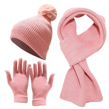 Multi-tendance Rose Ensemble  gants et écharpes, bonnet en laine épaisse
