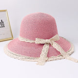 Multi-tendance Rose foncè / 56-58cm Chapeau de plage en paille
