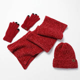 Multi-tendance Rouge Ensemble bonnet et écharpe en laine tricotée