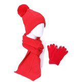 Multi-tendance Rouge Ensemble bonnet et écharpe pour femme 3 pièces