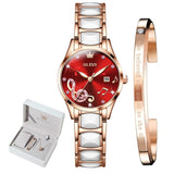 Multi-tendance Rouge Montre de luxe, bracelet en céramique or Rose