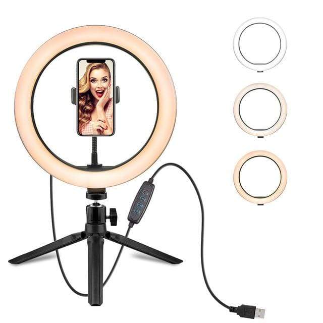 Multi-Tendance Selfie anneau lumière 10 Pouce S Selfie anneau lumière avec trépied et support pour téléphone