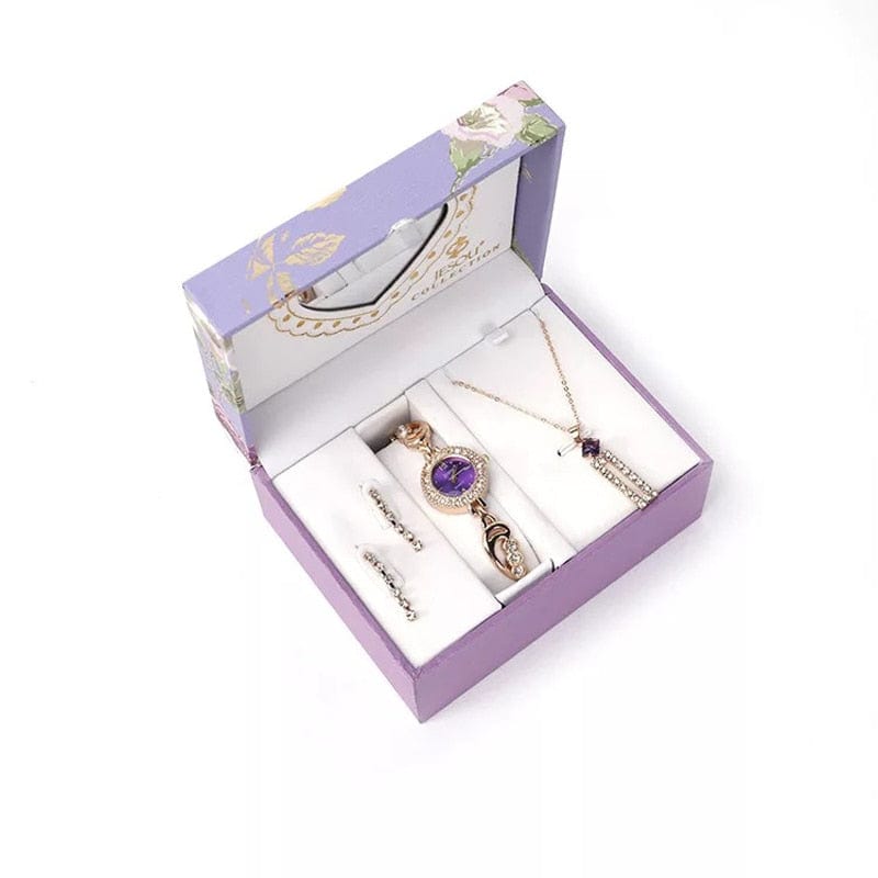 Multi-tendance Violet Coffret cadeau Bracelet et pendentif