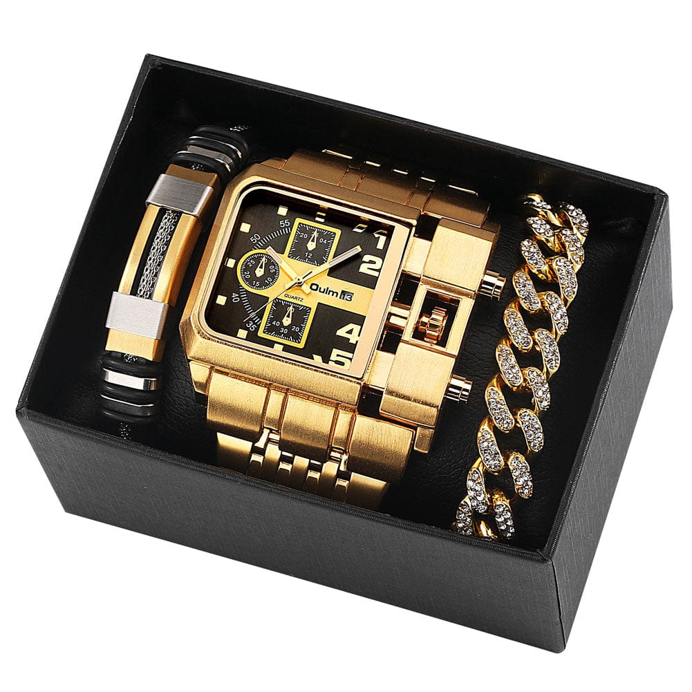 Multi-tendance Watch Gift Set 04 Montre à Quartz, Bracelet étanche en acier inoxydable