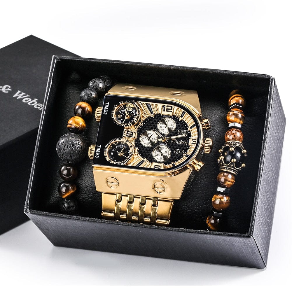Multi-tendance Watch Gift Set 06 Montre à Quartz, Bracelet étanche en acier inoxydable