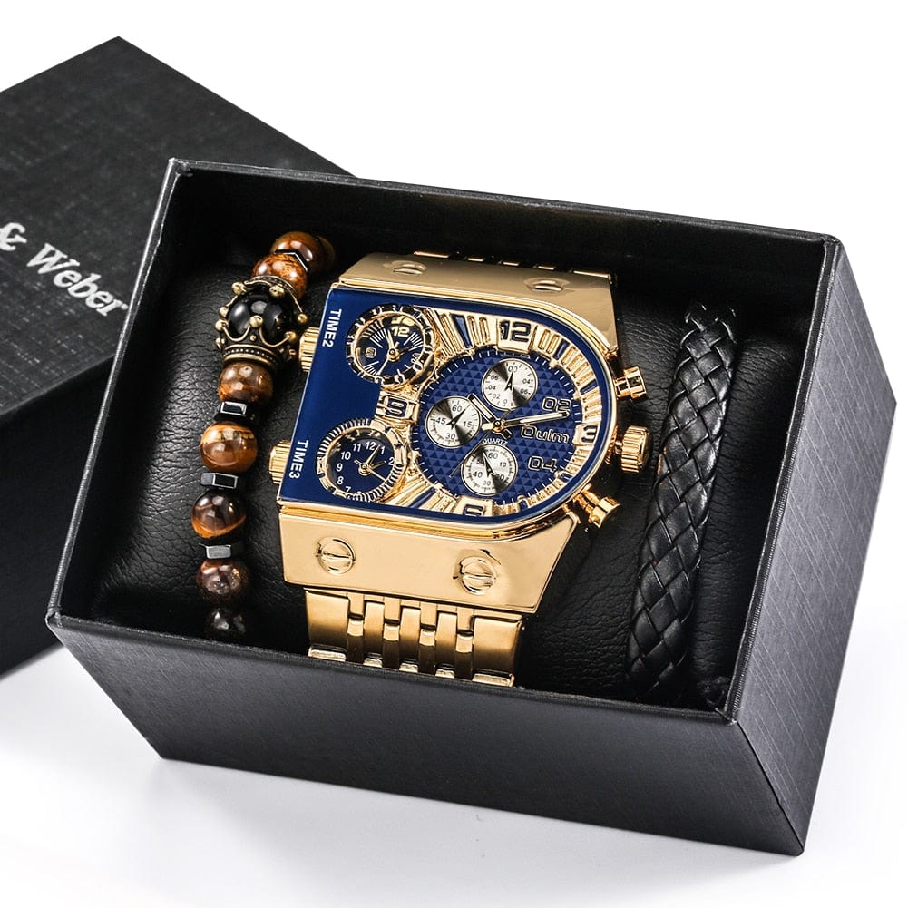 Multi-tendance Watch Gift Set 07 Montre à Quartz, Bracelet étanche en acier inoxydable