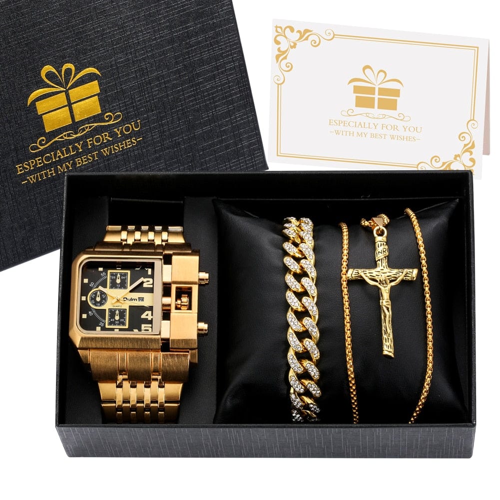 Multi-tendance Watch Gifts Set A Montre de luxe Bracelet et collier