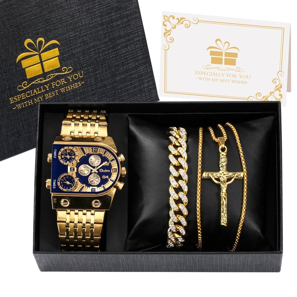 Multi-tendance Watch Gifts Set F Montre de luxe Bracelet et collier
