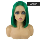 perruques et tissages humains Vert / 10 pouces / 150% Perruque cheveux Humains 14 Couleurs